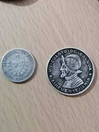2 бр Сребърни монети от Панама и Куба