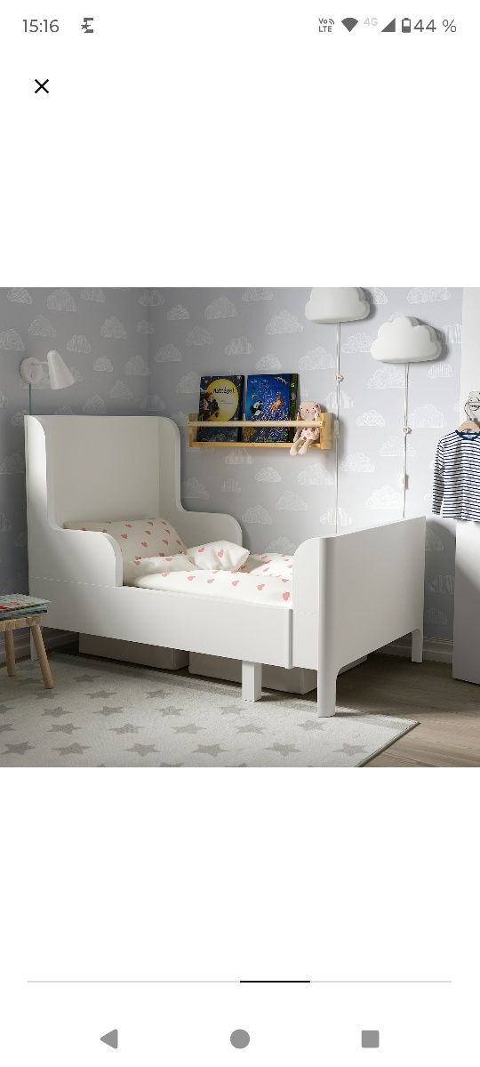 Pat extensibil IKEA BUSUNGE alb 80/200 cm  ( doua bucăți)
