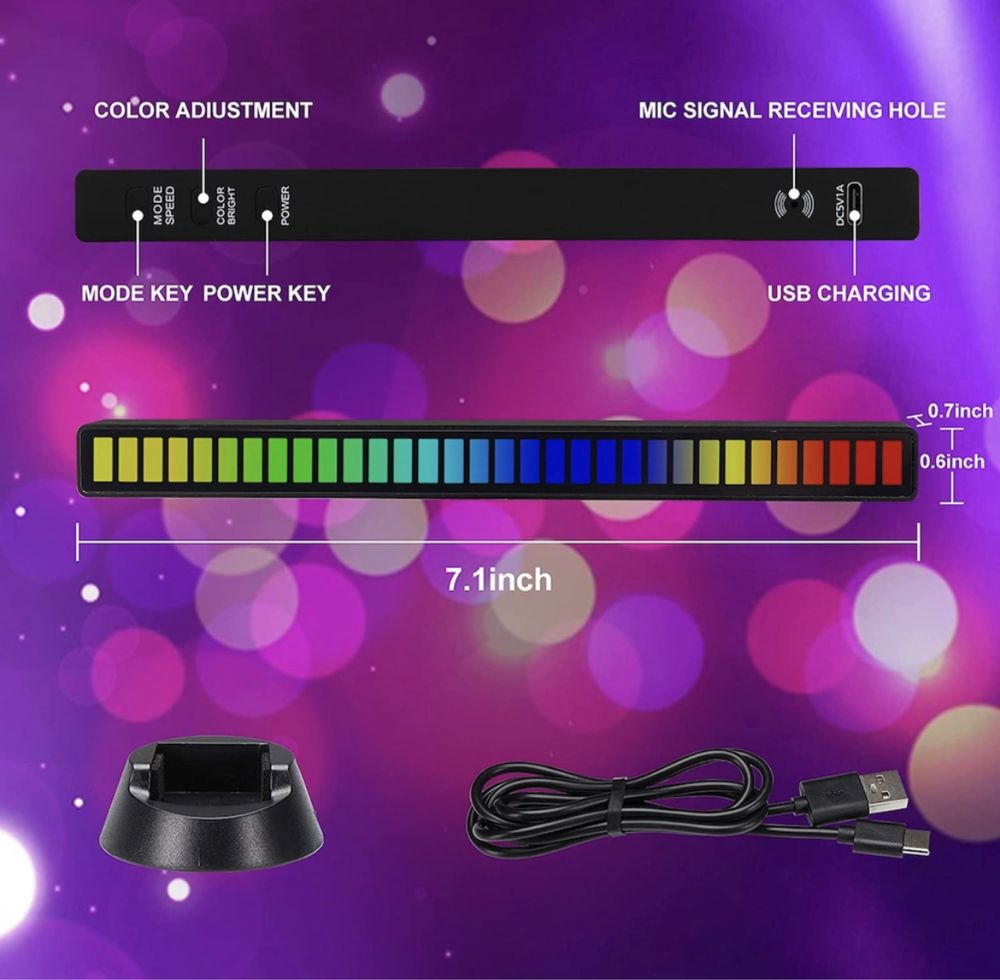 RGB светлина за улавяне на звука,цвят ЧЕРЕН