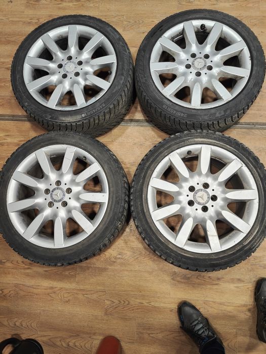 Титановые диски R18,Резина 245/45/18 зима.Без единой варки.