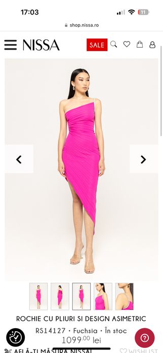 Rochie Nissa,  roz, purtata o singura data marimea M
