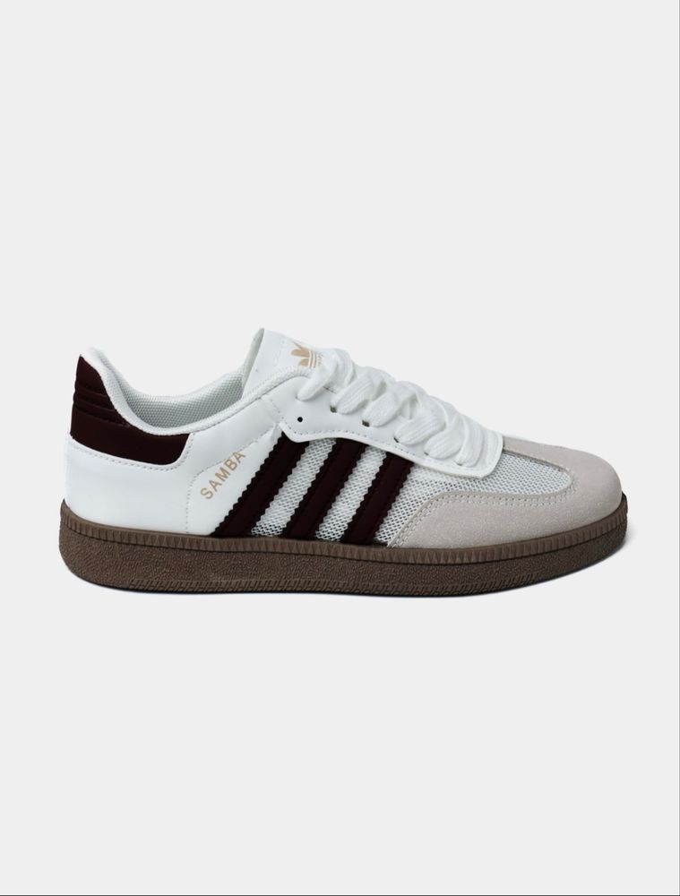 Женские кроссовки adidas samba бордового и черного цветв