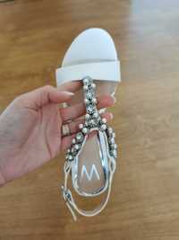 Sandale mireasa elegante cu pietre și perle 38-39