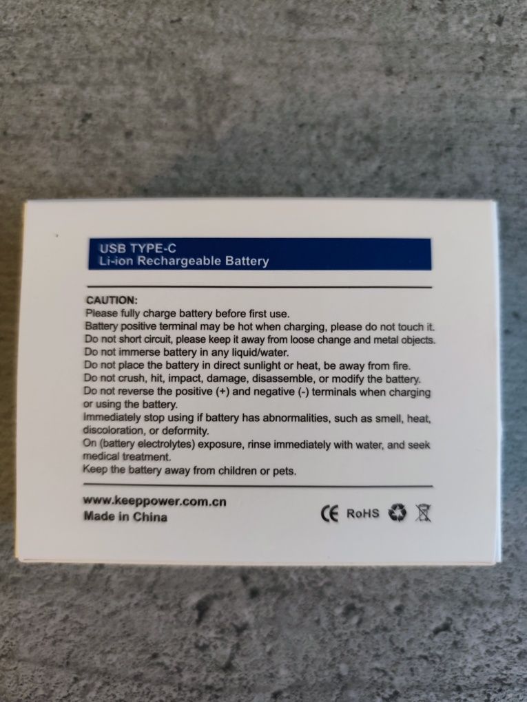 2 броя Батерия Keeppower RCR123A 1000mAh със защита и USB-C зареждане