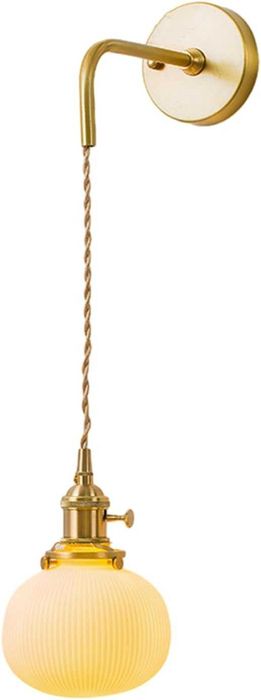 NICRX Аплик от бяла керамика за стена, с месингова златна основа