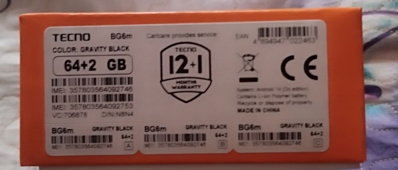 Смартфон Tecno spark go 2024