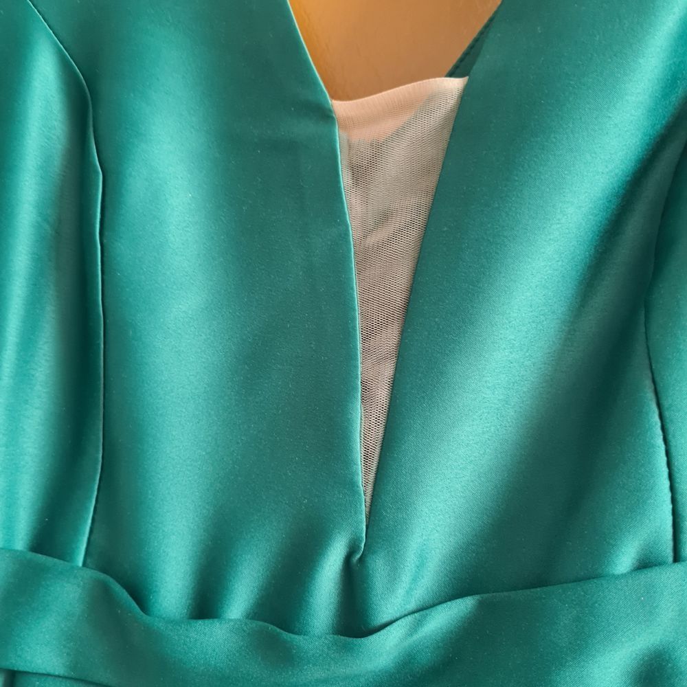 Rochie verde tafta si dantela 42 xl