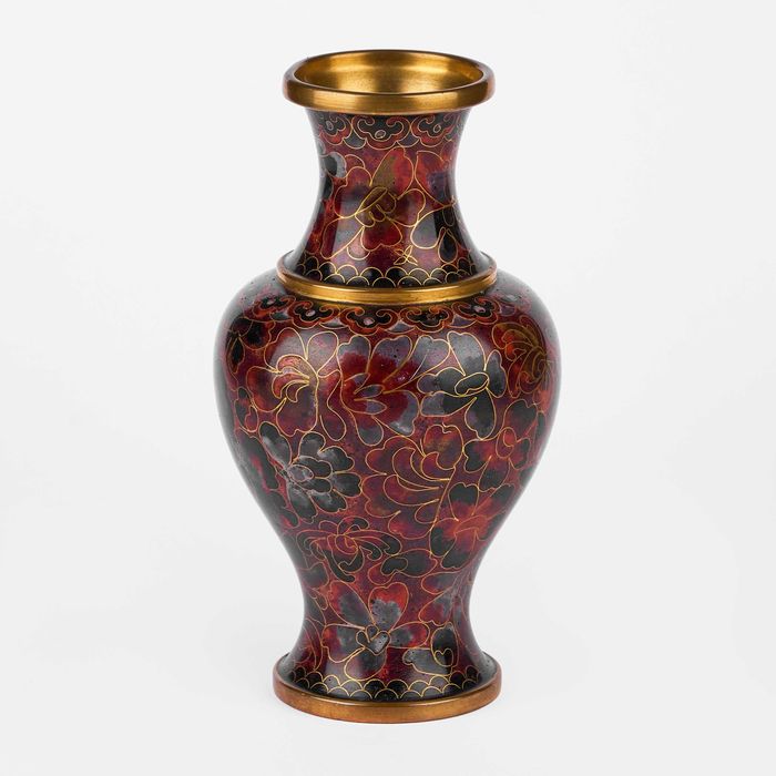 Vas din bronz emailat cloisonne-China cca 1950-argint.ro