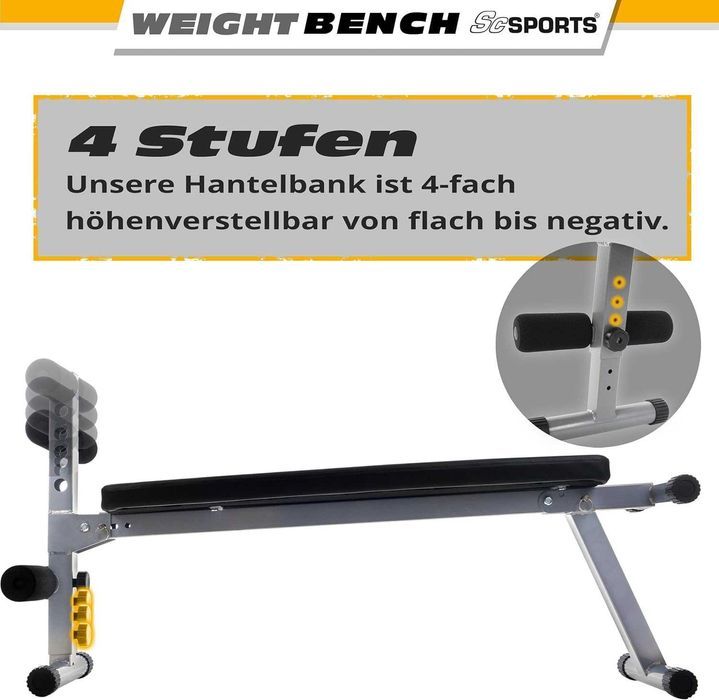 Bancă de fitness pentru acasă, abdominală, Plată/Negativă