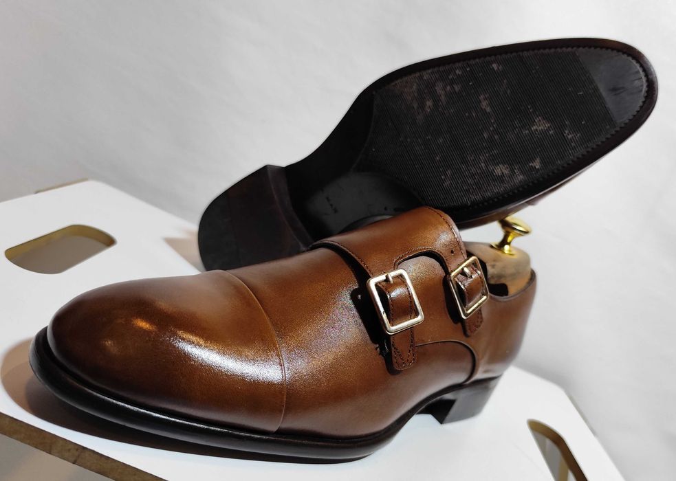 Pantofi monk 40.5 41 premium ZARA NOI piele naturala maro