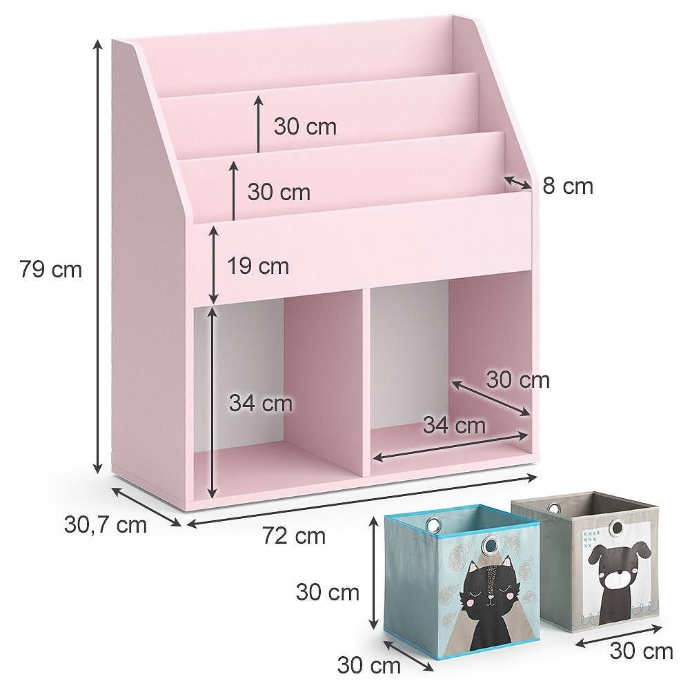 Детски рафт "luigi" pink 72 х 79 см с 2 сгъваеми кутии (куче, котка) v