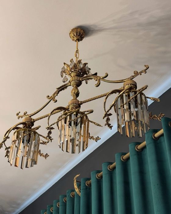 candelabru bronz masiv- cristal