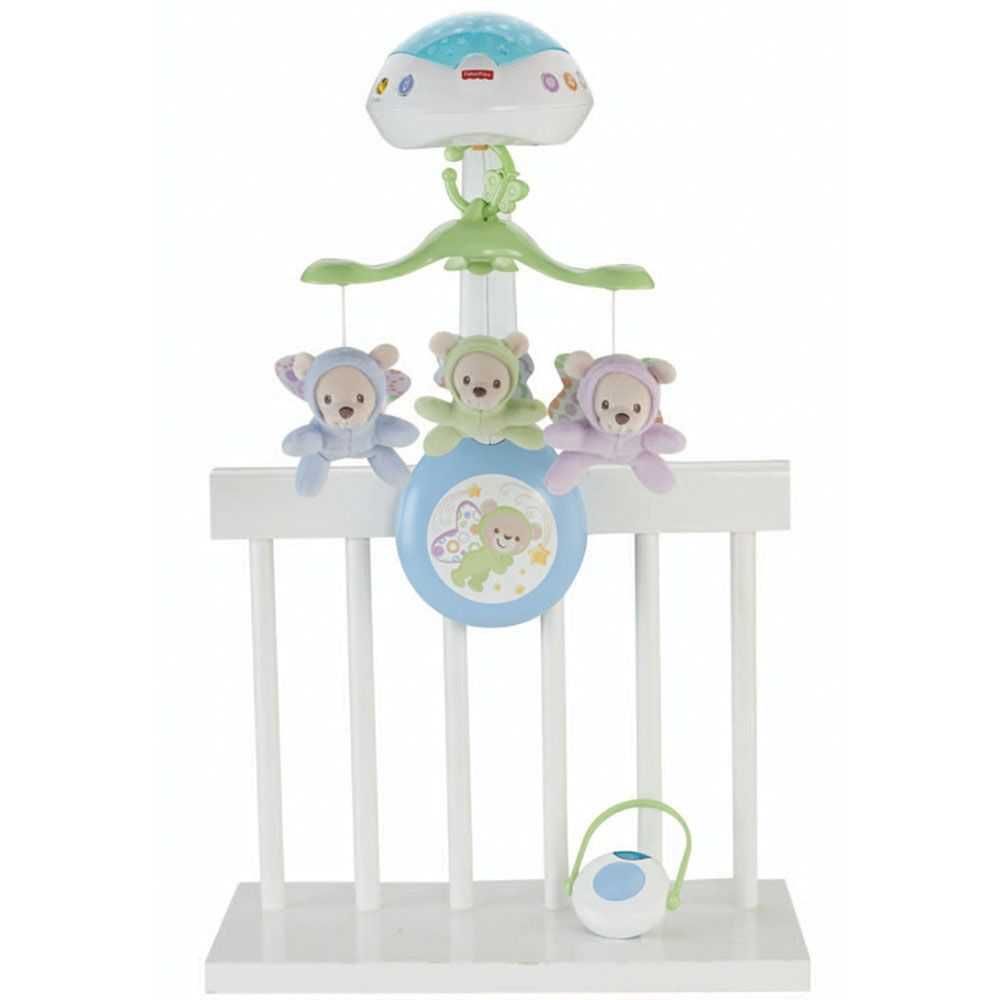 Плюшено мече 50 см., Fisher Price Музикална въртележка - проектор 3 в1