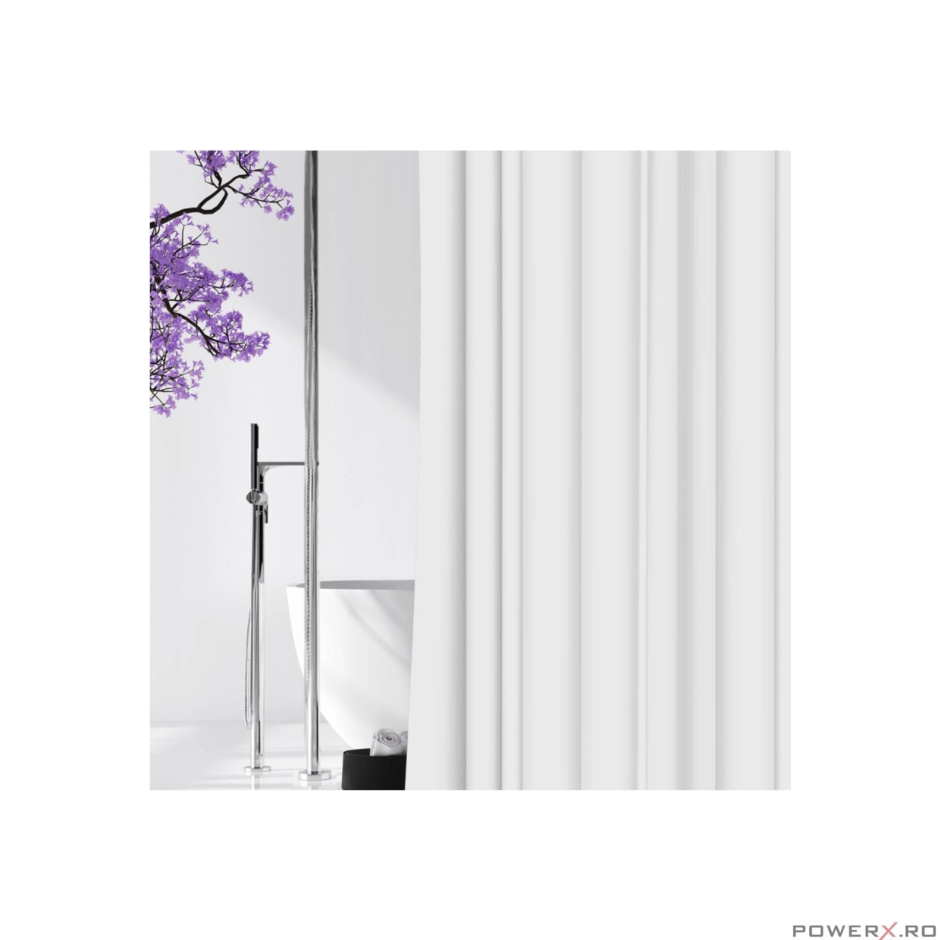 Perdea pentru cabina de dus, 180 x 200 cm, alb, Sepio
