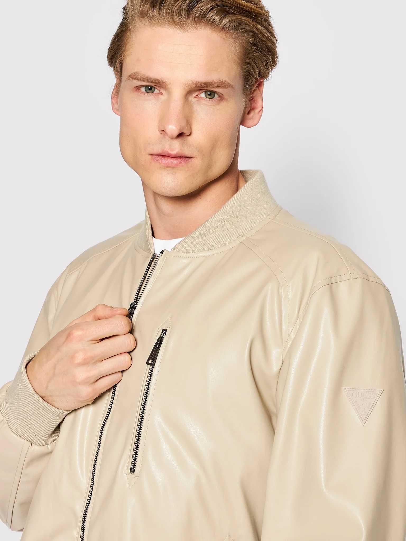 НОВО Guess Faux Leather Bomber Jacket ОРИГИНАЛНО мъжко яке - р.М