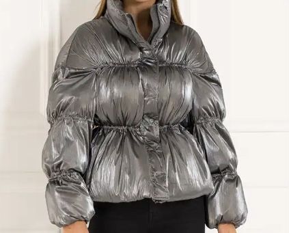 -Geaca scurta dama de iarna gri sidefat (argintiu)