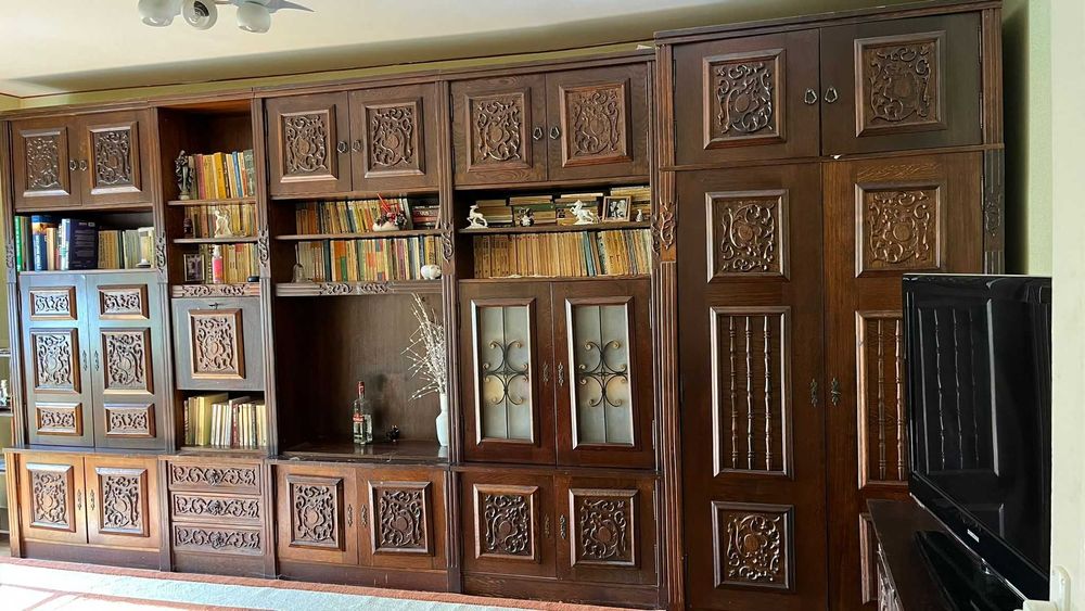 Mobilier living lemn masiv sculptat – set complet