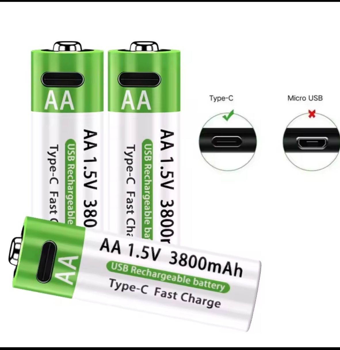 Li-ion батерия акумулаторна презареждащаАА-USB 3800mAh