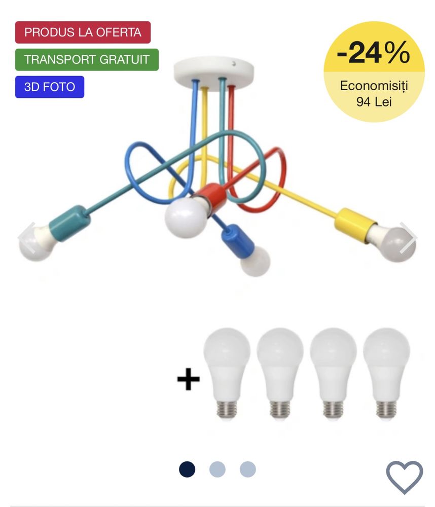 Lustră LED multicolor pentru copii