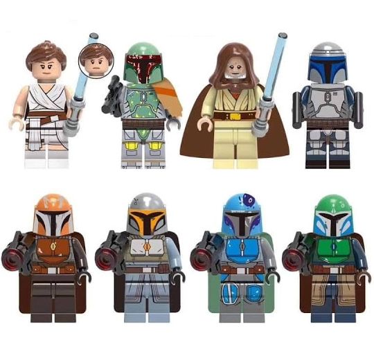 Set 8 Minifigurine noi tip Lego Star Wars cu Luke, Rey si Mandalorians