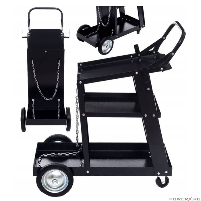 Carucior, suport pentru aparat de sudura cu 3 rafturi, sarcina maxima