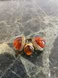 Set cercei + inel din aur de 18k, 17,4 g, vintage,cu chihlimbar!!!