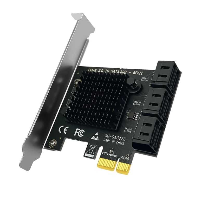 Adaptor porturi SATA3 (2, 4, 6, 8) de la PCIe x1 - SSD / HDD / DVD
