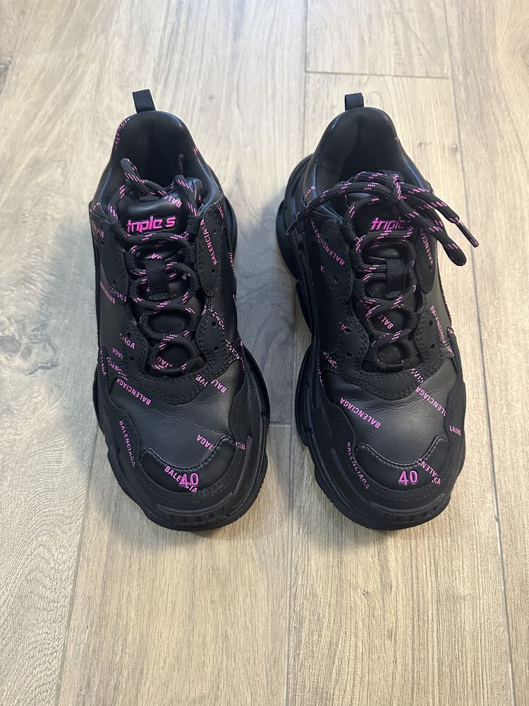 Balenciaga Triple S originali cu factura femei 40 negru/roz