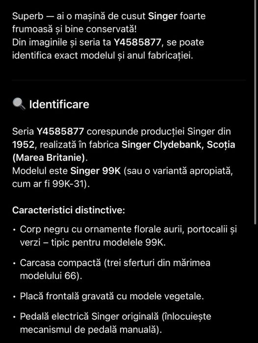 Mașina de cusut SINGER