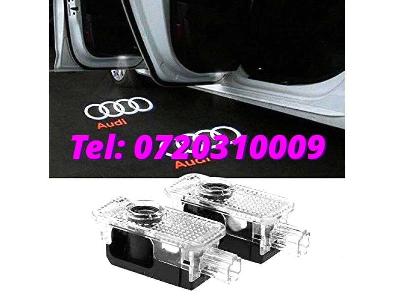 Set Lampi Logo Portiere Holograme Audi A3 A4 A5 A6 A7 Q3 Q5 Q7