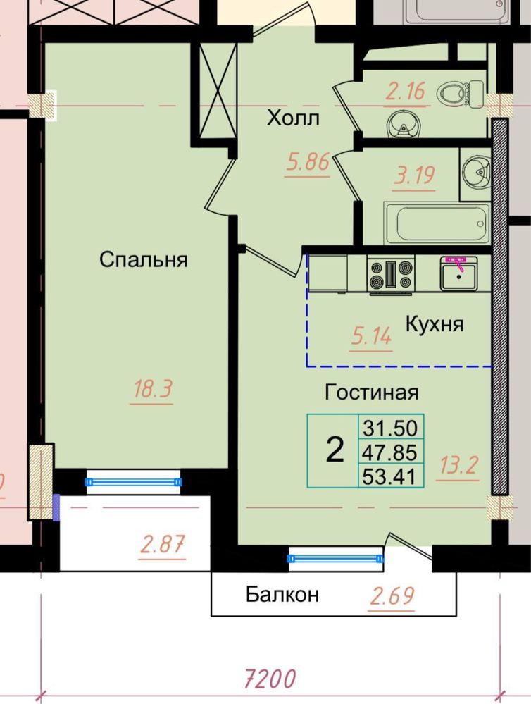 Квартира, евродвушка в центре города, Циолковский 54м2