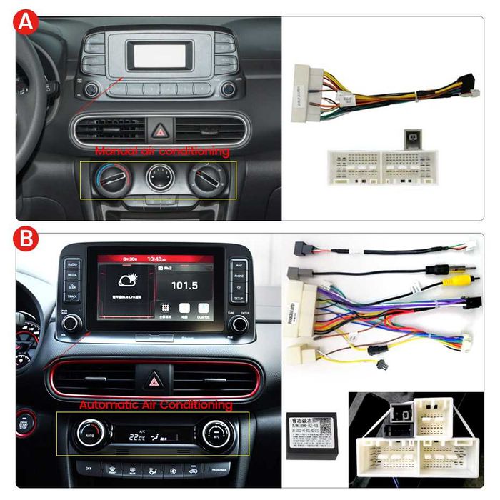 Navigatie Android 14 Hyundai Kona 2017+ 1/8 Gb Waze CarPlay +CAMERA