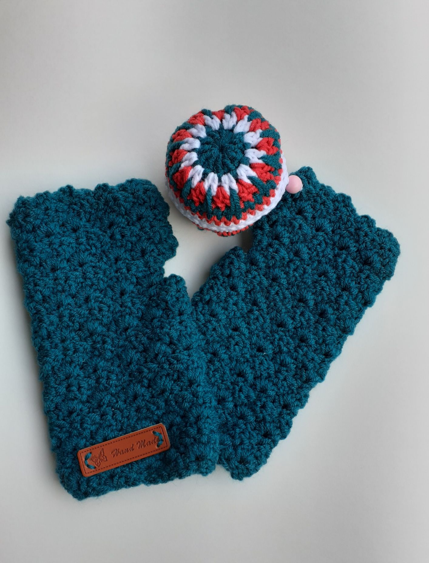 Manusi fara degete/Teal fingerless gloves
