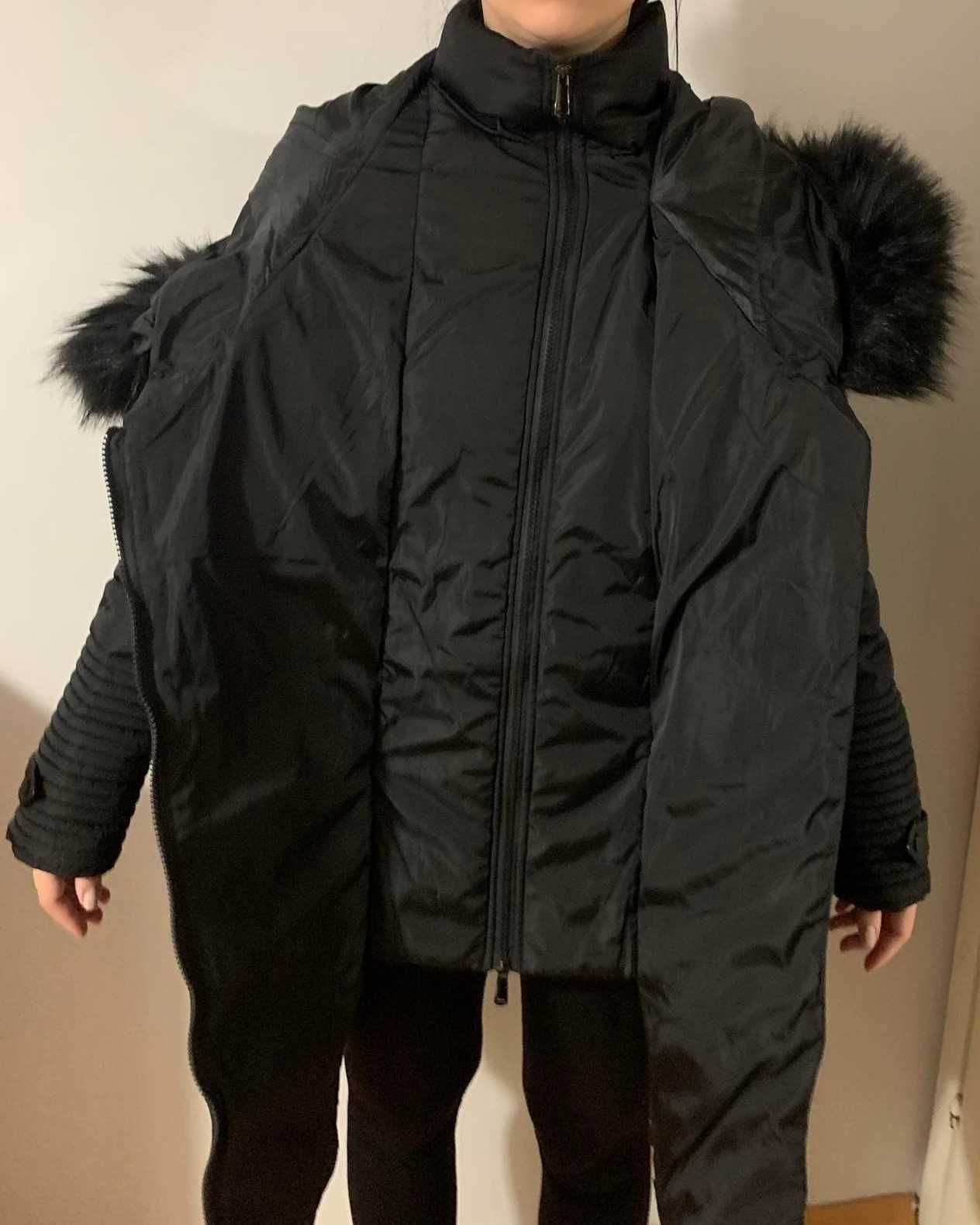Зимно дълго яке - черно,размер Л