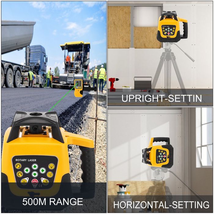 Nivel Laser Rotativ Verde, Raza 500m, Control la Distanță