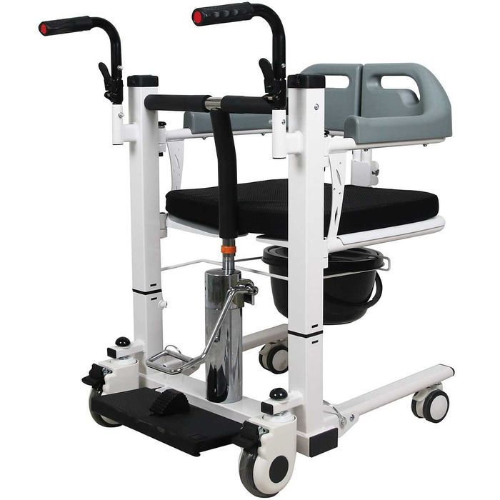 Scaun cu vas de toaleta cu lift, pe roti, pentru transfer, max. 120kg