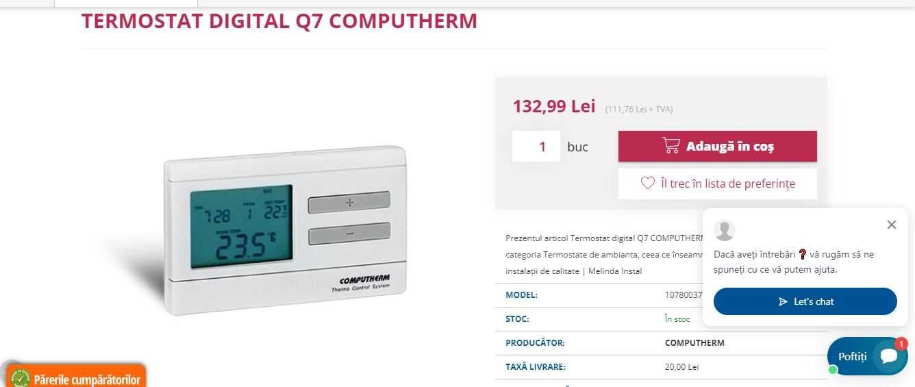 Termostat digital Computherm Q7 NOU la 100 Lei fix