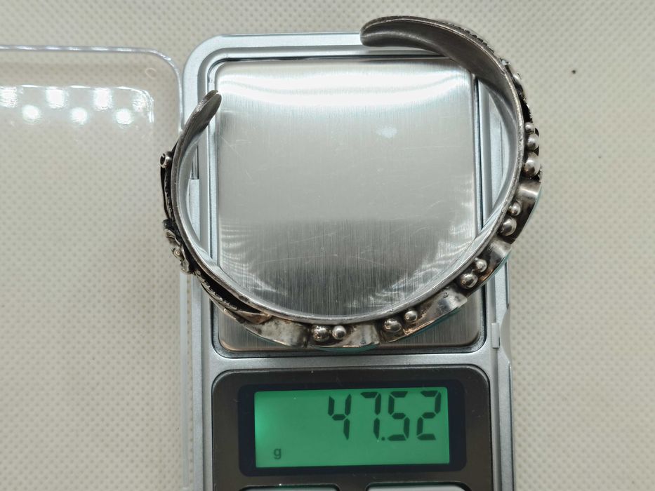 Brățară din argint 925 cu 5 cabochonuri de turcoaz natural, Navajo