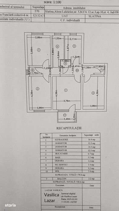 Apartament  cu 4 camere , 2 bai, 1 balcon ,   Slatina, Al LALELELOR