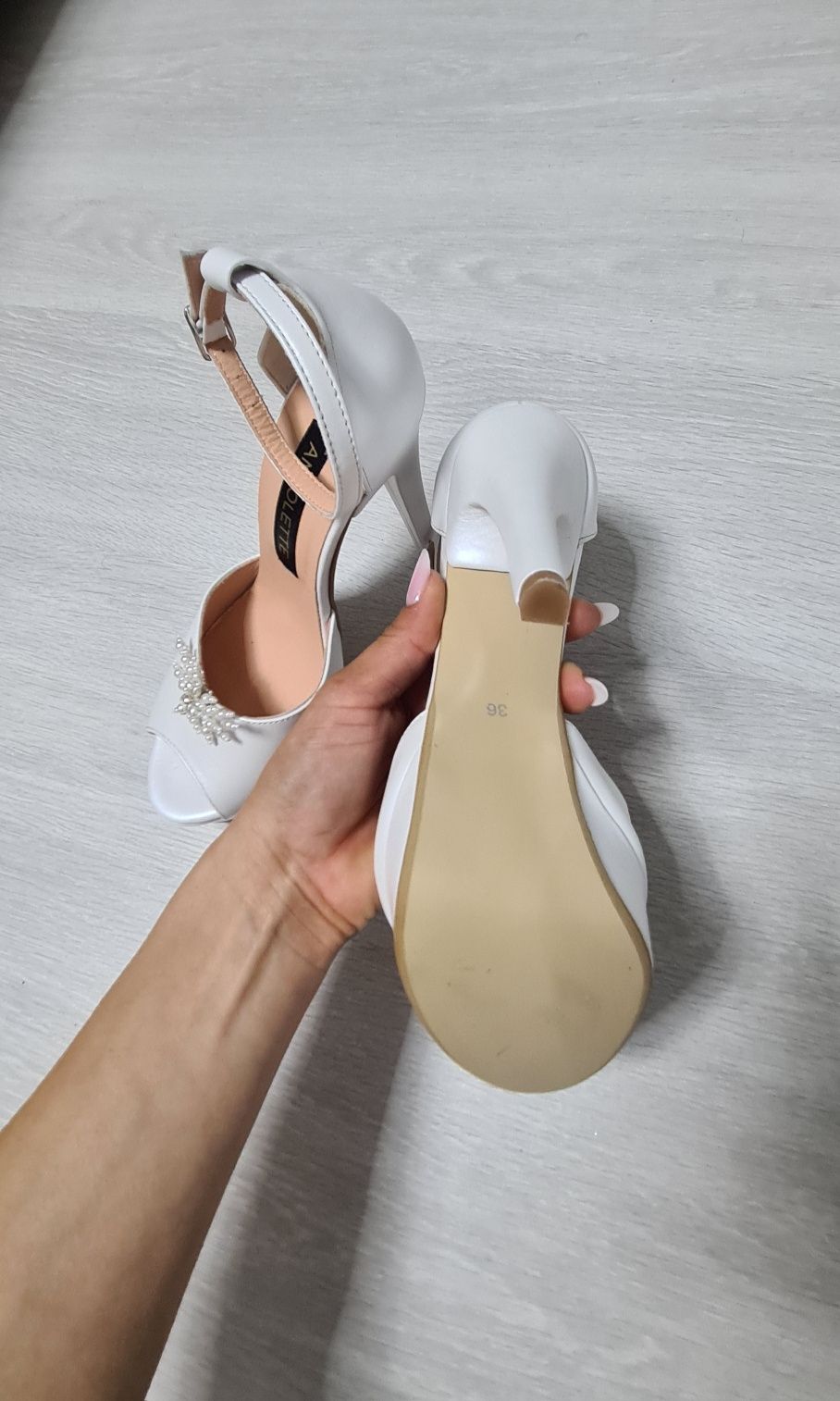 Sandale mireasa piele naturală alb