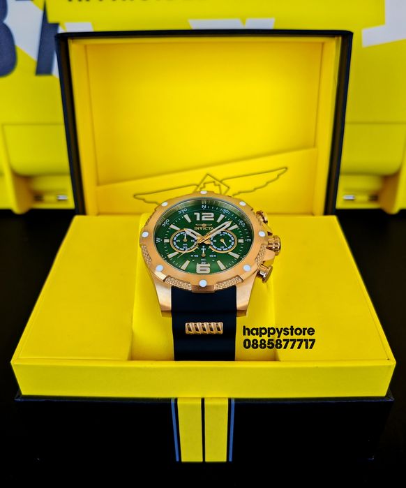 INVICTA Axis Gold/Green 50mm, Инвикта нов ръчен часовник