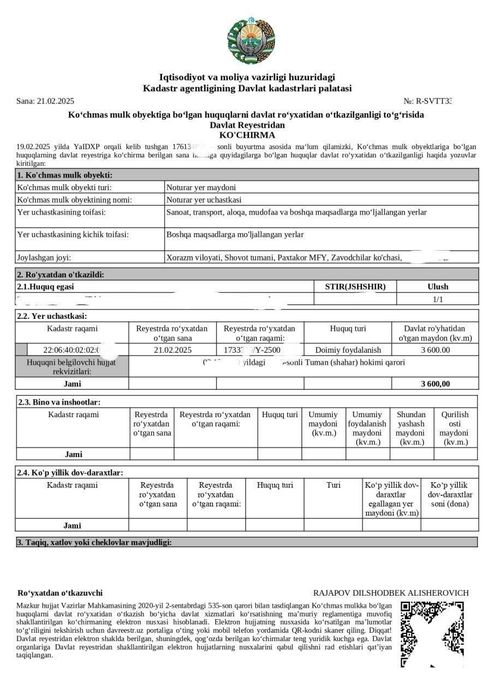 Нотурар ер майдони сотилади