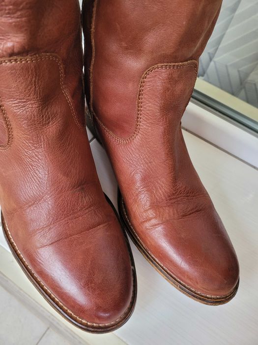 Естествена кожа дамски ботуши 40 номер