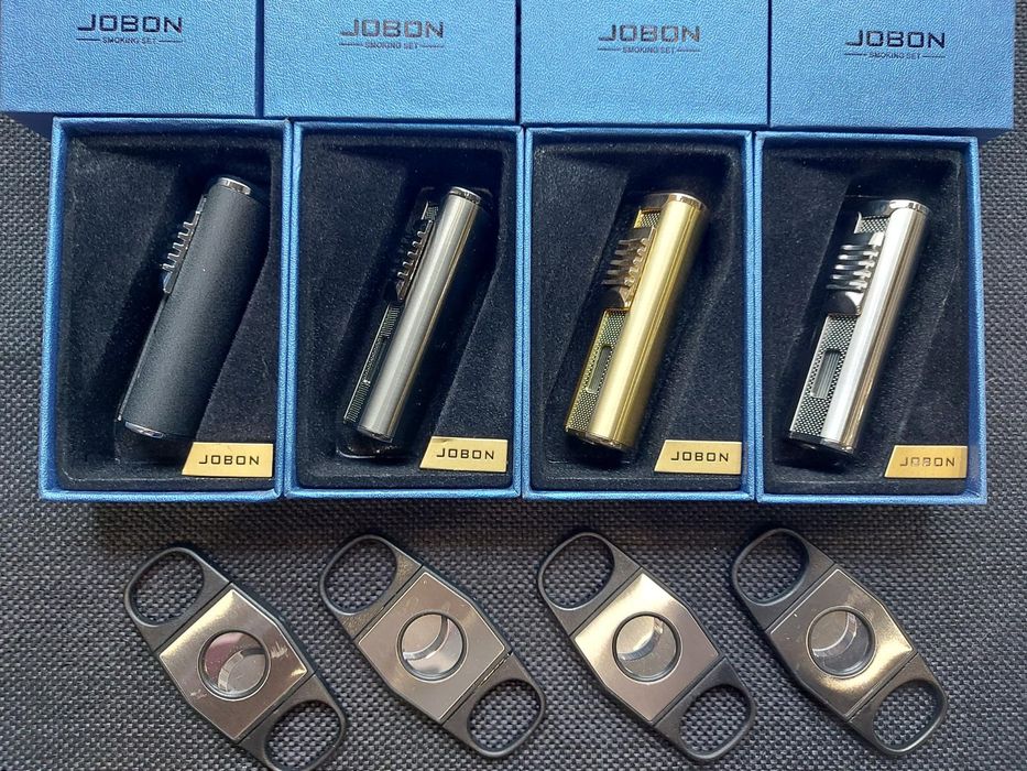 Луксозна запалка за пури JOBON + подарък резачка за пури в подаръчна к