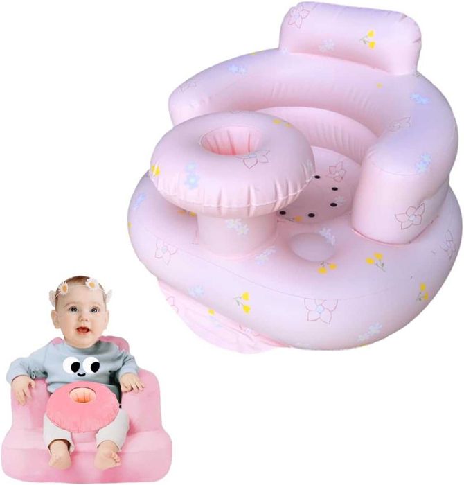 Надуваем бебешки диван с плюшен калъф за бебета 4-24 месеца