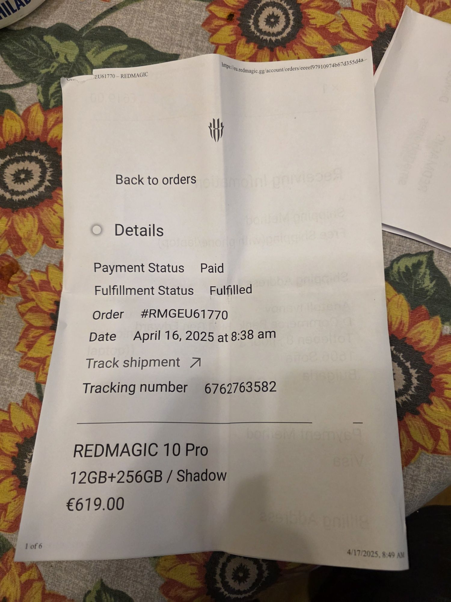 Redmagic 10 pro 12/256
