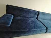 Canapea fixă din catifea bleumarin