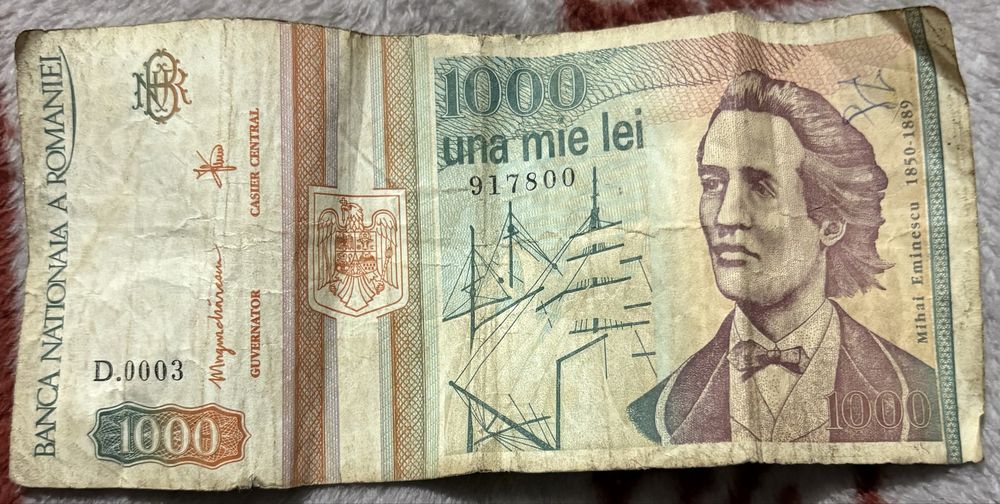 Bani vechi de colectie 1000una mie lei, 500 cinci sute lei