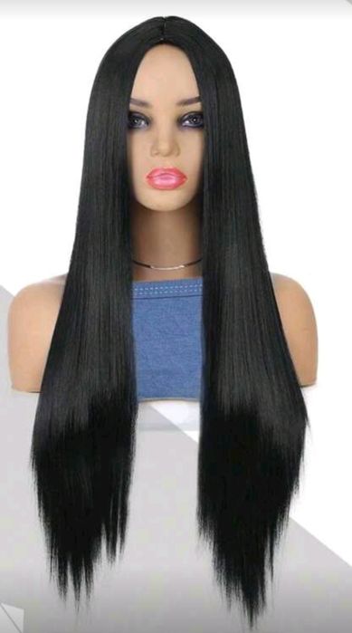 Черна перуката с права коса нетретирана