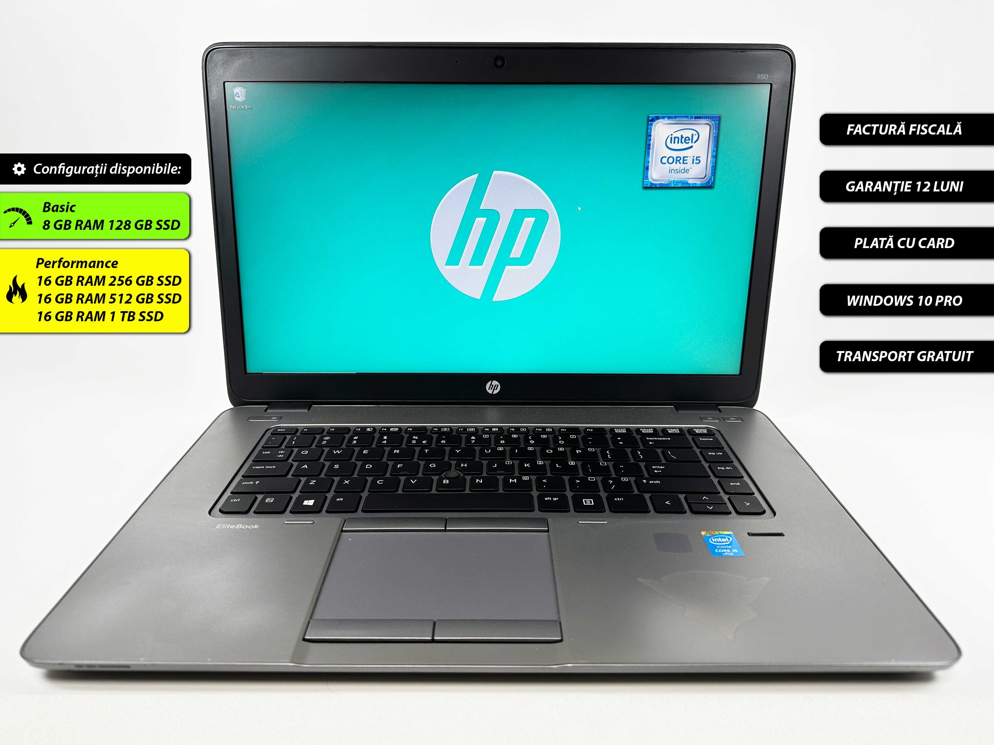 Laptop HP EliteBook i5 Ecran 15.6 inch SSD AMD Radeon Garantie 12 luni